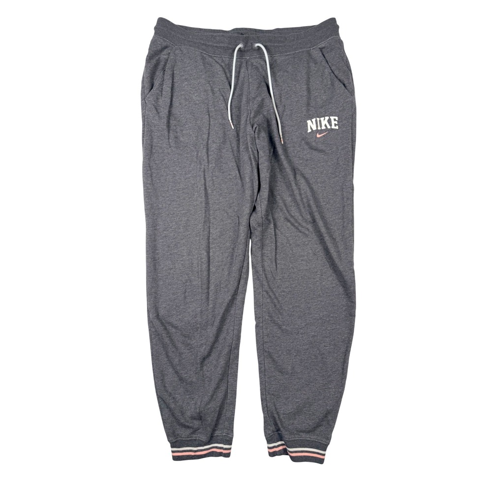 Nike Joggers Womens Large Grey Pink Excellent Vintage Striped Cuff BV3987-071